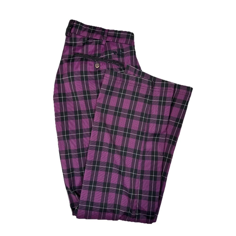 Ping Collection Golf Pants Purple‎ Black Plaid 34x31 Stretch Performance